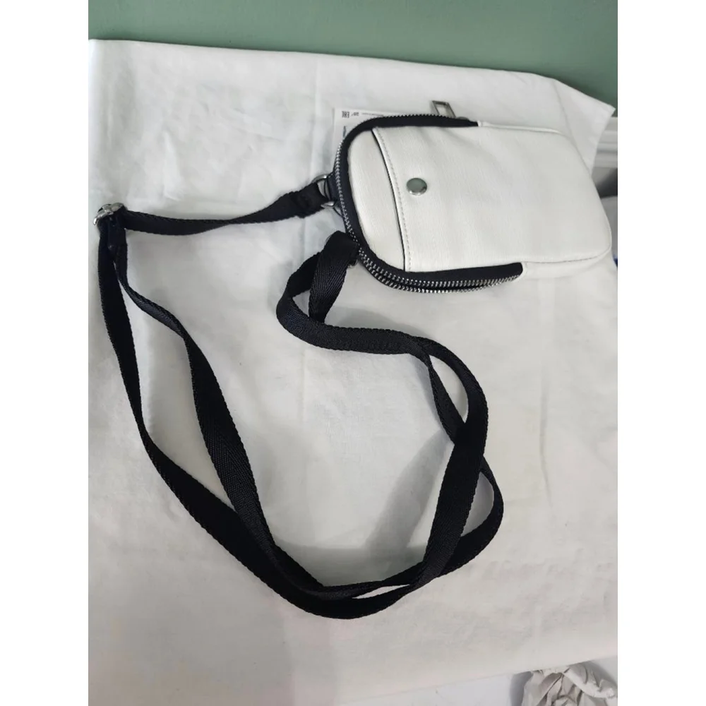 Women's ZARA White Crossbody Bag with Black Strap